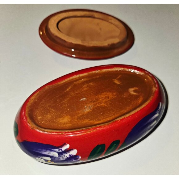 Hand-Painted Ceramic Sunflower Design Oval Trinket Box With Lid - Picture 7 of 9